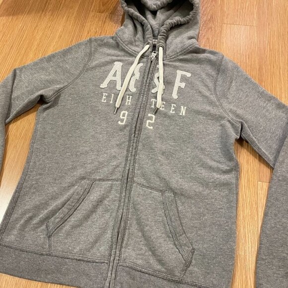 VINTAGE 2000s Y2K ABERCROMBIE GREY SEQUIN HOODIE - Picture 4 of 15